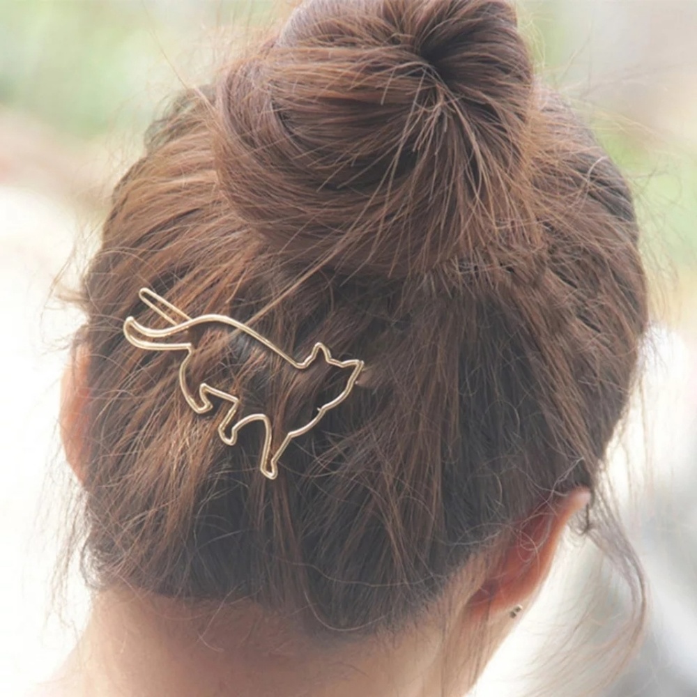 Boho Silver Rose Gold Cat Kitten Hair Clip Pin